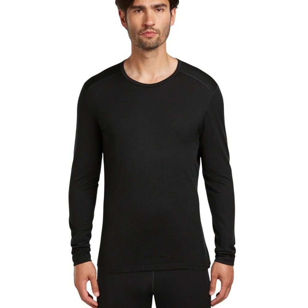 ICEBREAKER 200 Oasis Long Sleeve Crewe Merino Wool Thermal‎ Men's Black Top L
